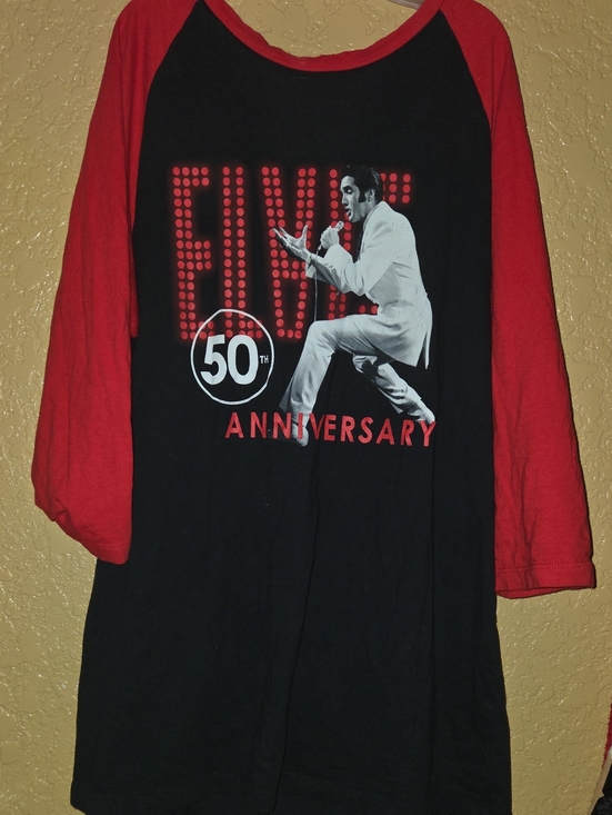 Graceland Other - Elvis 50th Anniversary Raglan Long Sleeve Tee - Red/Black